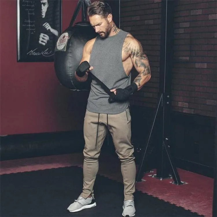 Trending Brand Gym Stringer Clothing Bodybuilding Tank Top - Men Fitness Singlet Sleeveless Shirt Solid Cotton Muscle (TM7)(1U101)(1U100)