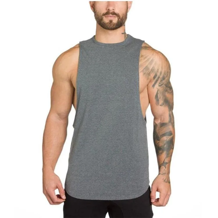 Trending Brand Gym Stringer Clothing Bodybuilding Tank Top - Men Fitness Singlet Sleeveless Shirt Solid Cotton Muscle (TM7)(1U101)(1U100)