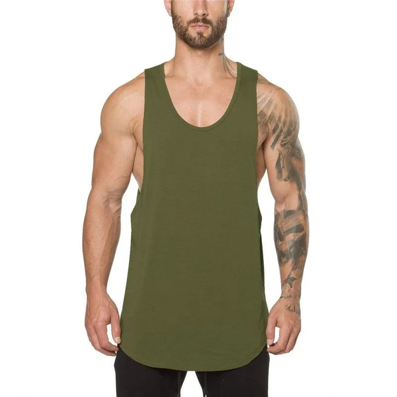 Trending Brand Gym Stringer Clothing Bodybuilding Tank Top - Men Fitness Singlet Sleeveless Shirt Solid Cotton Muscle (TM7)(1U101)(1U100)