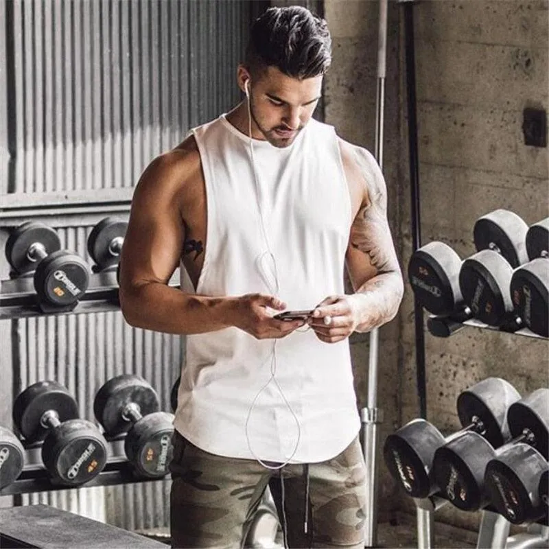 Trending Brand Gym Stringer Clothing Bodybuilding Tank Top - Men Fitness Singlet Sleeveless Shirt Solid Cotton Muscle (TM7)(1U101)(1U100)
