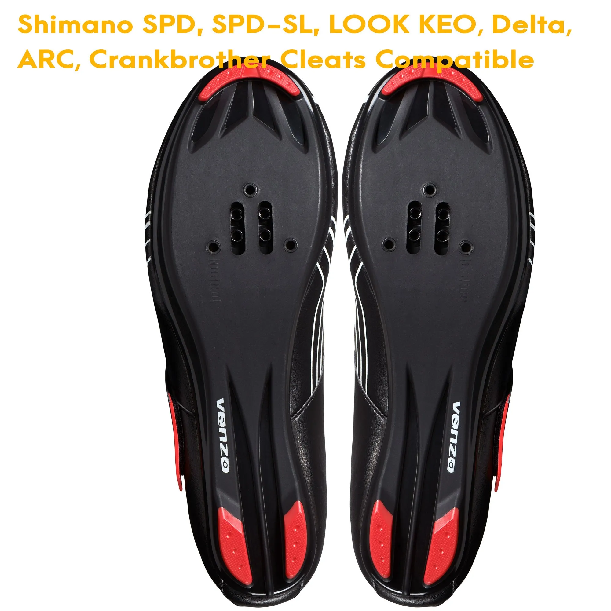 Venzo Bike Bicycle Road Cycling Triathlon Shoes with Clipless Pedals and Cleats - Look ARC Delta Compatible - Size 41