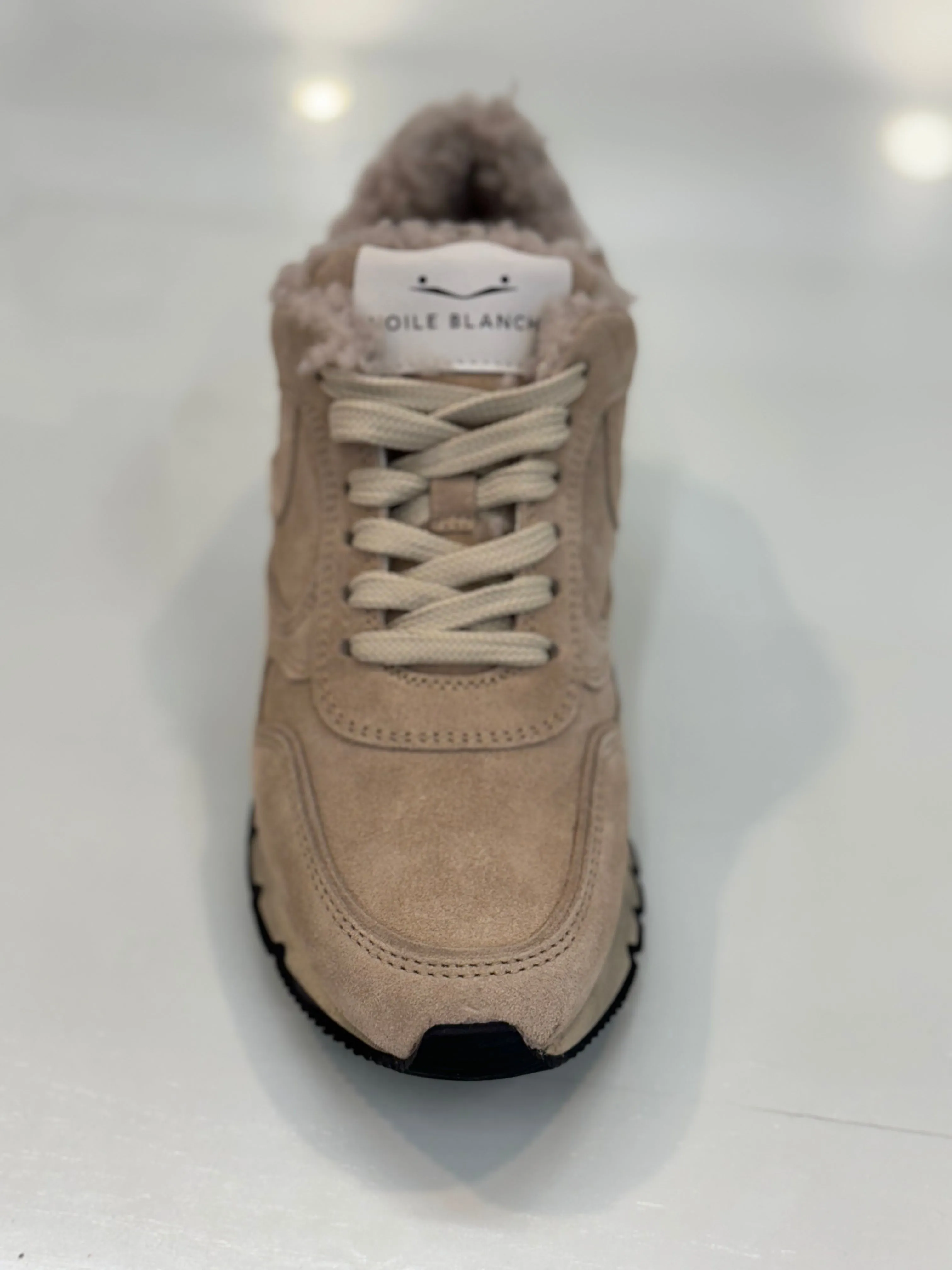 Voile Blanche - Julia Fur Lined Sneaker in Light Beige