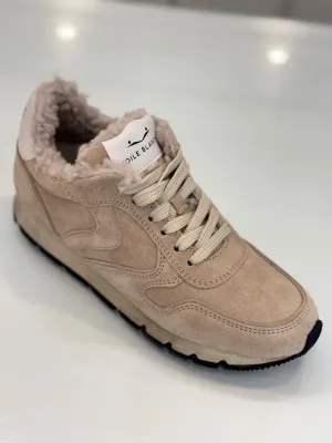 Voile Blanche - Julia Fur Lined Sneaker in Light Beige