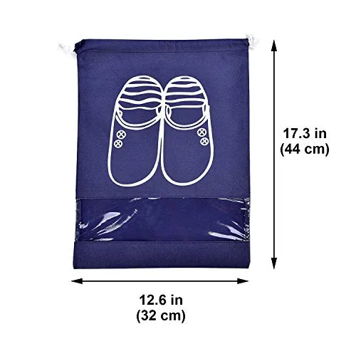 Vovoly Portable Travel Shoe Bags Dustproof Shoe Organizer for Men and Women Water-resistant Space Saving Storage Bags Navy Blue (10 pcs)