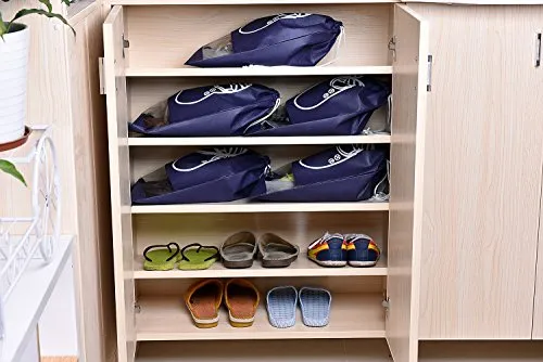 Vovoly Portable Travel Shoe Bags Dustproof Shoe Organizer for Men and Women Water-resistant Space Saving Storage Bags Navy Blue (10 pcs)