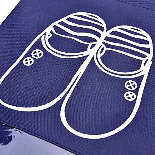 Vovoly Portable Travel Shoe Bags Dustproof Shoe Organizer for Men and Women Water-resistant Space Saving Storage Bags Navy Blue (10 pcs)