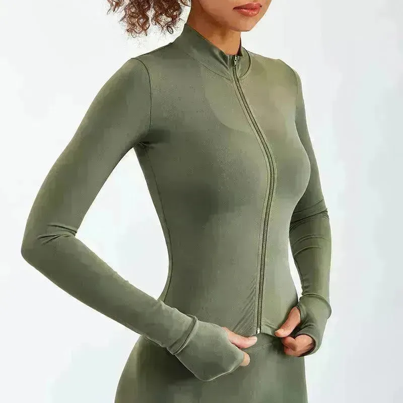 Women Yoga Zipper Long-sleeved Gym Exercise Fitness Suit