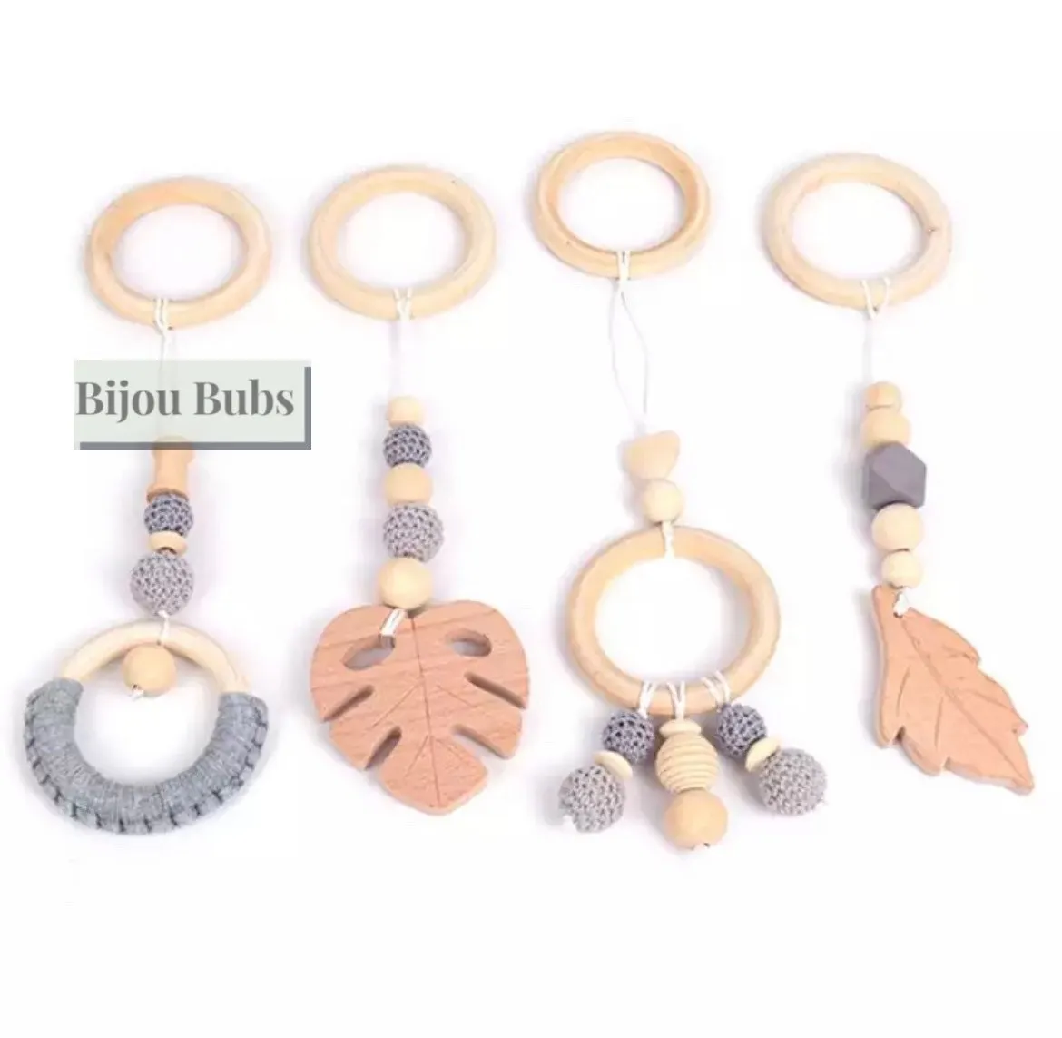 Wood Baby Gym & Toys - Leaf Baby Gym Toys - Wood Play Gym and Toys ,Wooden play toys,  Natural wooden Montessori toys, Baby Gym Hanging Toys
