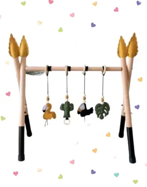 Wood Baby Gym Frame & Toys Set