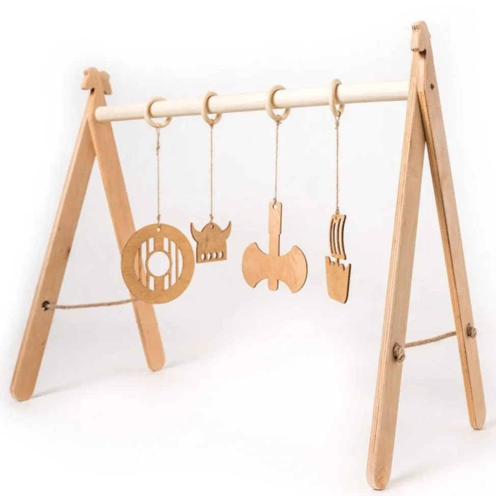 Wooden play gym for baby (Viking theme)