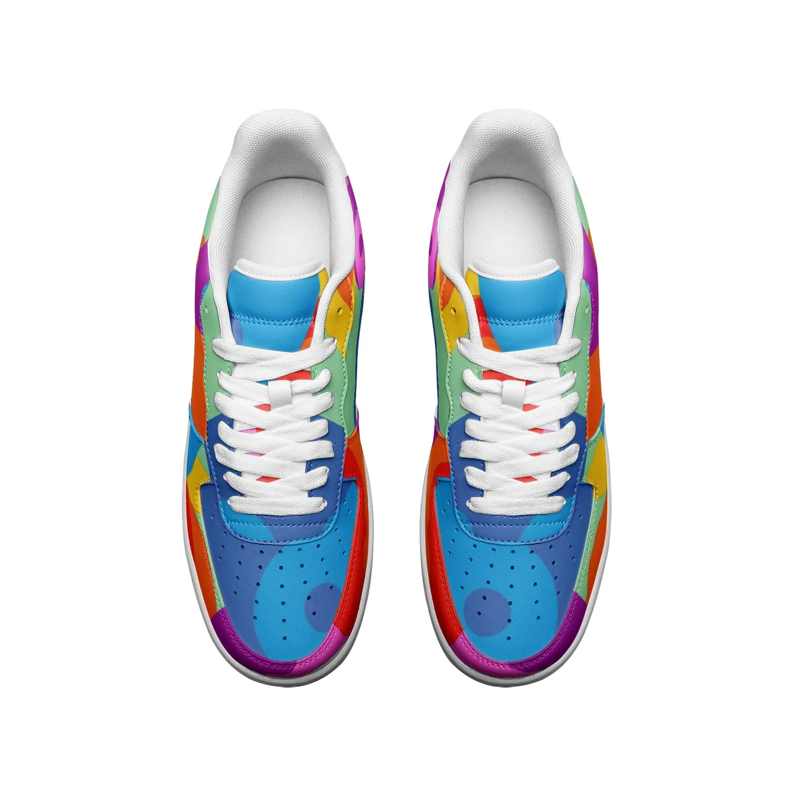 Yin and Yang Color Collage Unisex Low Top Leather Sneakers