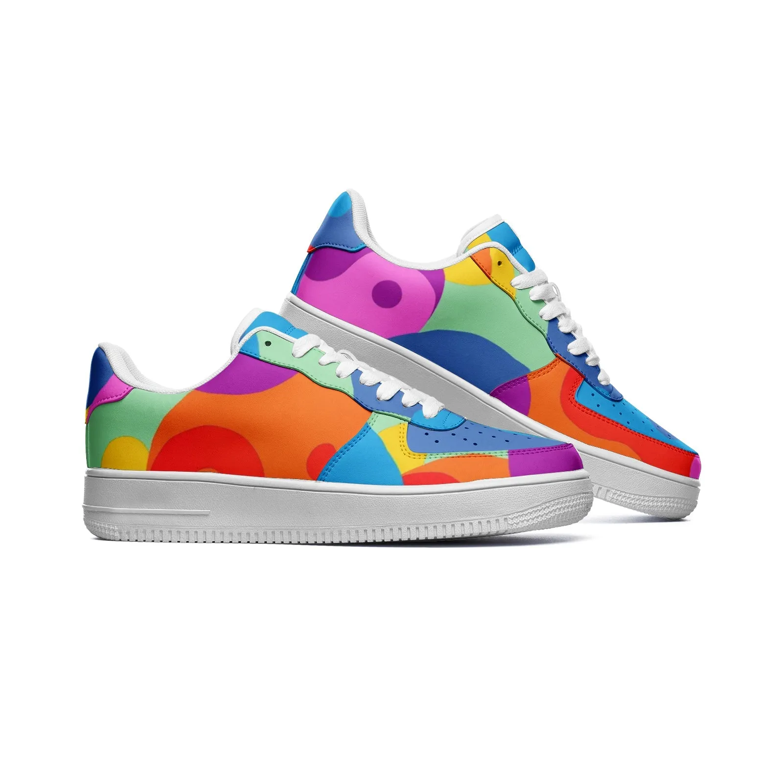 Yin and Yang Color Collage Unisex Low Top Leather Sneakers