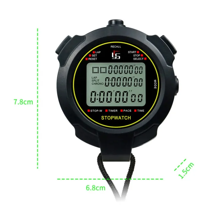 YS Stopwatch Timer Training Fitness Competition Stopwatch, Style: YS-710 10 Memories(Black)
