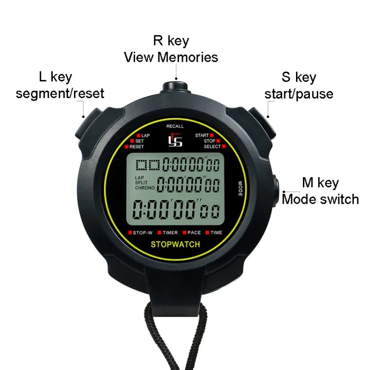 YS Stopwatch Timer Training Fitness Competition Stopwatch, Style: YS-710 10 Memories(Black)