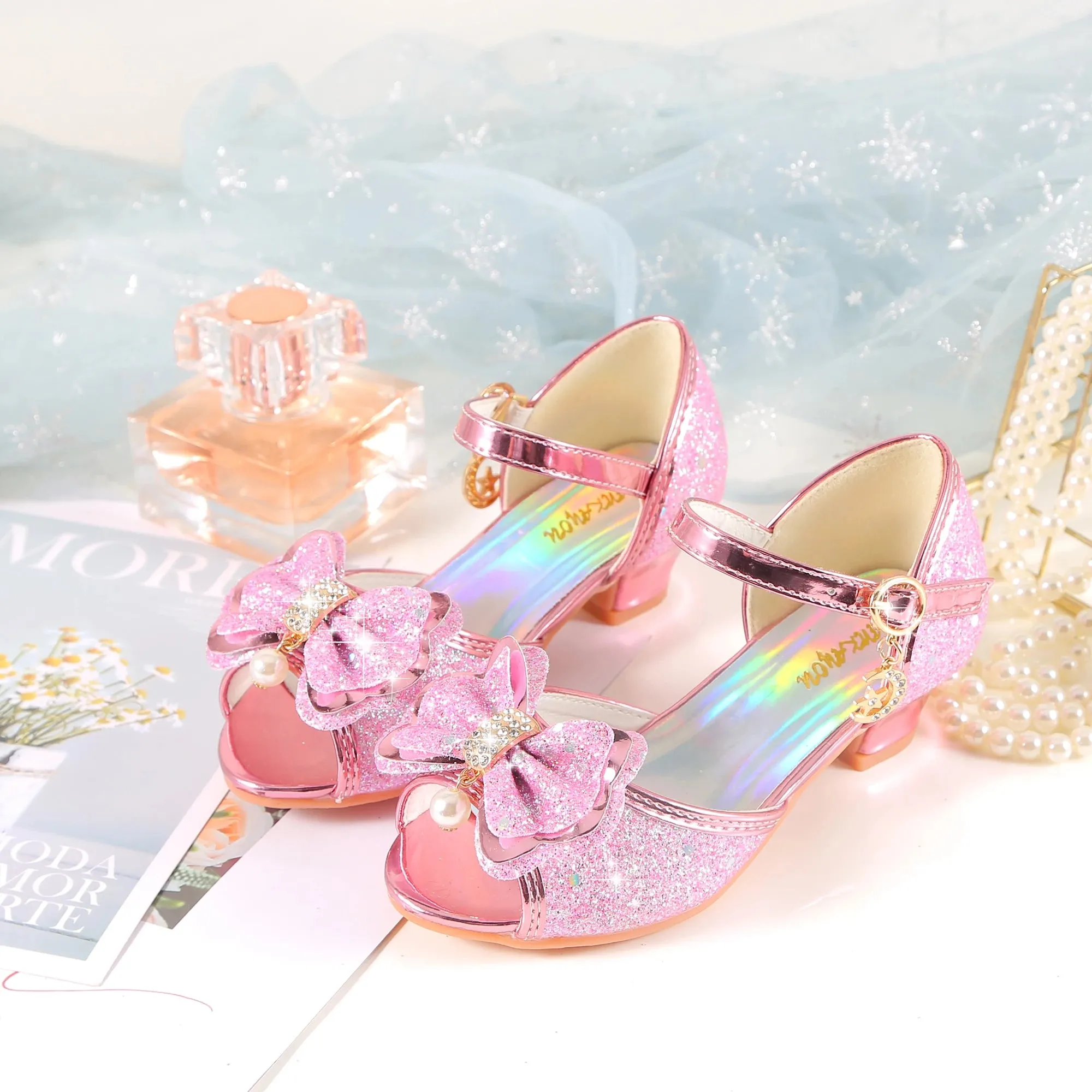 YUNICUS Children Shoes Leather Shoes Princess Shoes round-Toe