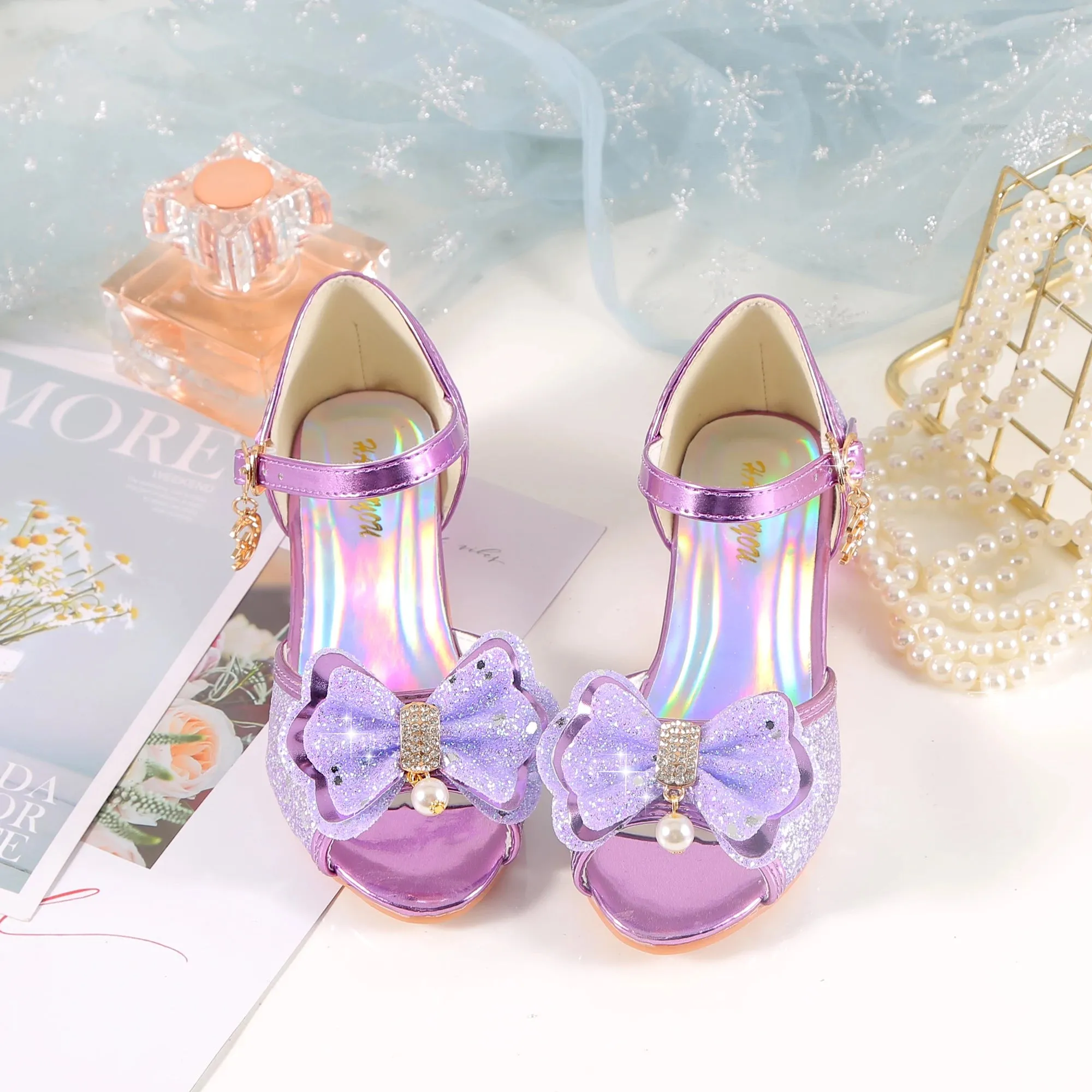 YUNICUS Children Shoes Leather Shoes Princess Shoes round-Toe